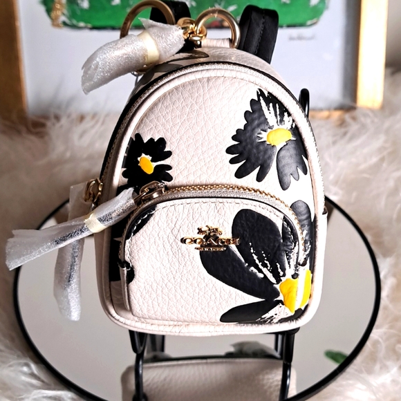 💖HOST PICK 💖Coach NWTs Mini Court Backpack Bag Charm With Floral Print - Picture 1 of 5